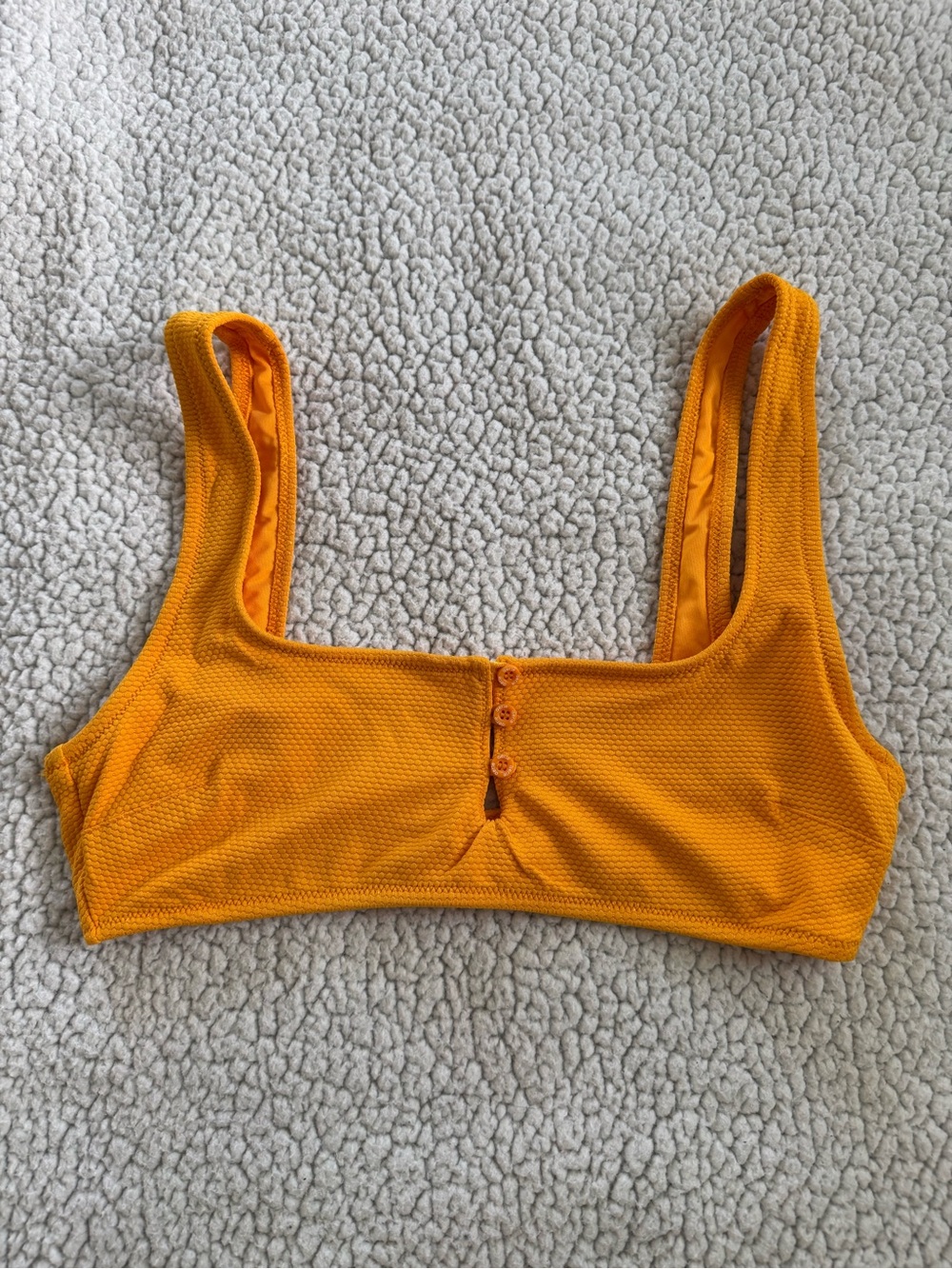 Aerie Orange Textured Square Neck Bikini Top